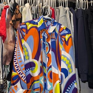 Zara Colorful Abstract Button-Up Shirt